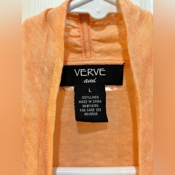 Verve Ami 100% Linen Open Front Cardigan Lightweight Long Sleeve Women Sz L - Picture 3 of 6